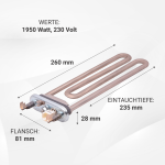 Heizelement wie AEG 1327242416 Heizstab mit Fühler für Waschmaschine – Bild 3
