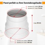 Adapter 80/100erR Reduzierstück weiß für Abluftschlauch Ablufttrockner