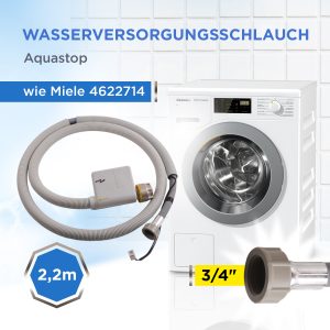 Zulaufschlauch Aquastop 2,2 m kompatibel mit Miele 4622714 für Waschmaschine Waschtrockner