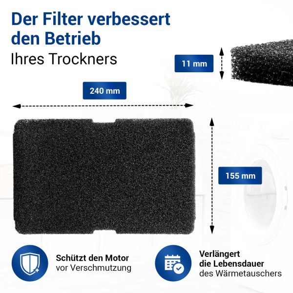 Schaumfilter kompatibel mit Beko 2964840100 240x155mm Sockelfilter für Wäschetrockner Blomberg Smeg