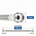 Flexschlauch 250 cm mit 3/8" Überwurf und 3/8" Außengewinde für Sanitär – Bild 3