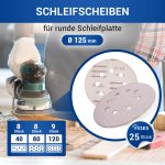 Schleifscheiben 25x wie Wolfcraft 1156100 Schleifpapier für Exzenterschleifer