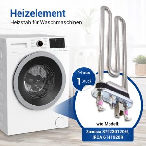 Heizelement wie Zanussi 379230120/6 IRCA 6141920R mit Fühler für Waschmaschine