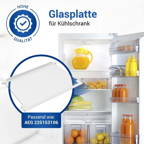 Glasplatte wie AEG Electrolux 225153106/3 475x305mm für Kühlschrank