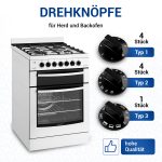Drehknopfset 9-teilig 52mmØ Knebel schwarz universell für Backofen Herd – Bild 2