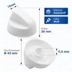 Knebel 43mmØ universell weiß mit Adaptern Drehknopf für Backofen – Bild 2