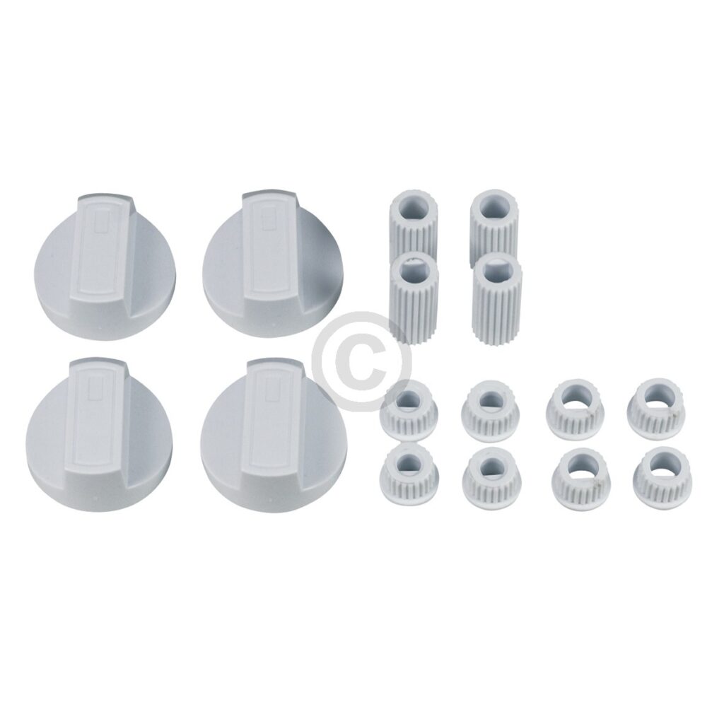 Spares2go Drehknopf-Set Für Indesit Backofen & Herd – In Silber, Mit Adapter – 4 Stück Im Pack