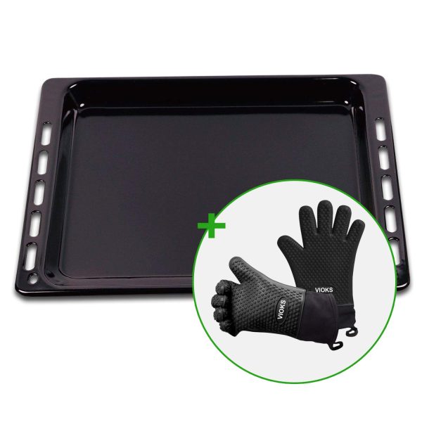 Backblech wie Bauknecht 481010539879 445 x 375 mm mit 2 Silikon Ofenhandschuhe