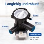 Ablaufpumpe wie Bosch 00144978 mit Kopf und Sieb 30 Watt für Waschmaschine – Bild 5