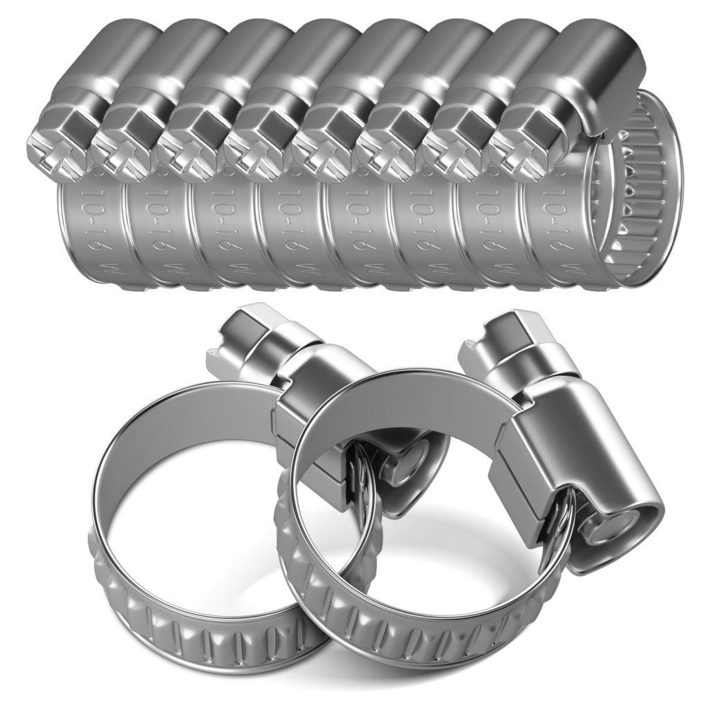 POWERTEC Schlauchschellen 10,2 Cm, Edelstahl, Für Rechtshänder, 10er Pack