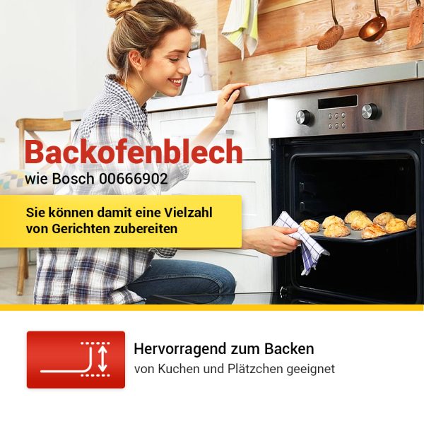 Backblech passend wie Bosch 00666902 455x370x31mm emailliert für Backofen