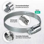Schlauchschellen Set 2x 50-70mmØ 9mm aus Chromstahl für Waschtrockner