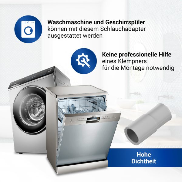 Adapter Schlauchverbinder universal Ø21mm auf Ø19mm für Waschmaschine