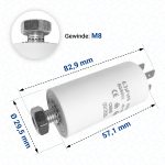 Kondensator 6,3µF 450V mit Steckfahnen und Befestigungsschraube CBB60 – Bild 3