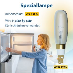 Lampe 40W 230V wie Whirlpool 484000000986 Glühbirne für Kühlschrank