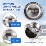 Außenhaube 100erR mit Rückstauklappe und Insektendraht für Ablufttrockner