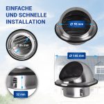 Außenhaube 100erR aus gebürstetem Edelstahl für Abzugshaube Ablufttrockner