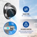 Außenhaube 100erR aus gebürstetem Edelstahl für Abzugshaube Ablufttrockner