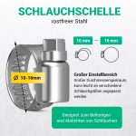 Schlauchschelle Set 10x Klemme 10-16mmØ W2 Chromstahl für Waschmaschine