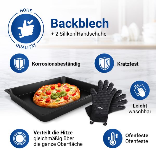 Set Backblech Gorenje 274663 mit 2 Silikon Ofenhandschuhe für Backofen