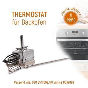 Thermostat wie Amica 8032828 EGO 55.17069.140 299°C für Backofen Herd