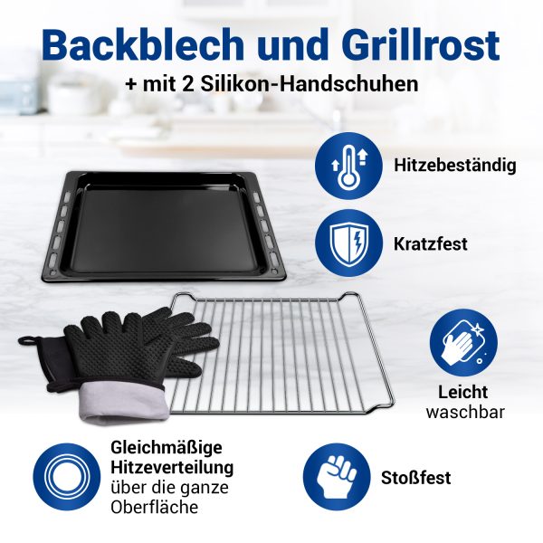 Backblech Backgitter Set Bauknecht 481010539879 mit 2 Silikon Ofenhandschuhe