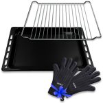 Backblech Backgitter Set Bauknecht 481010539879 mit 2 Silikon Ofenhandschuhe