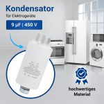 Kondensator 9,00µF 450V mit Steckfahnen und Befestigungsschraube CBB60 – Bild 2