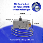Kühlthermostat wie Whirlpool 481228238175 mit Stecksockel für Kühlschrank
