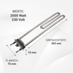 Heizelement passend wie Bosch 00263726 Heizung für Waschmaschine – Bild 2