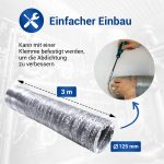 Abluftschlauch 125er 3m Flexrohr Aluminium für Dunstabzugshaube – Bild 4