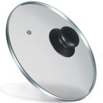 Glasdeckel universal Ø 28cm mit Griff und Edelstahlschutzrand für Topf Pfanne