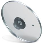 Glasdeckel universal Ø 28cm mit Griff und Edelstahlschutzrand für Topf Pfanne