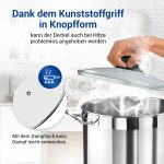 Glasdeckel universal Ø 28cm mit Griff und Edelstahlschutzrand für Topf Pfanne