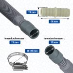 Ablaufschlauch 60-200cm Ø19/22 mit Endstück und 2x Schellen für Waschmaschine