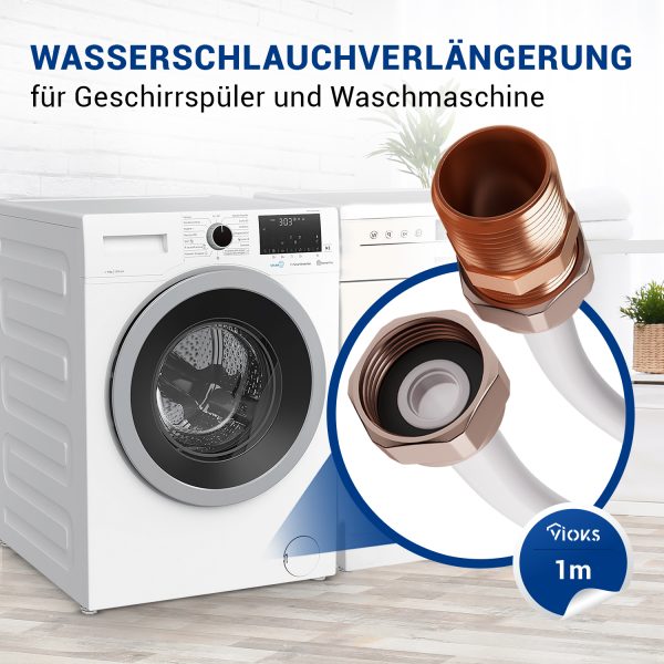 Zulaufschlauchverlängerung 1m für Waschmaschine Trockner