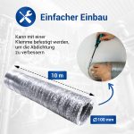 Abluftschlauch Alu Flexrohr 100er 10m Dunstabzugsschlauch für Lüftung Trockner – Bild 4