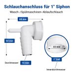 Schlauchanschluss mit Kondenswasserstutzen für 1" Siphon an Waschmaschine Geschirrspüler – Bild 2