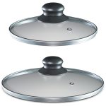 Pfannen Set Glas Deckel 16cm & Topfdeckel 20 cm mit Knopfgriff und Dampfloch