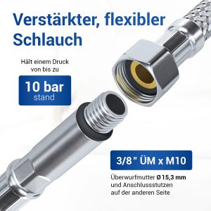 Flexschlauch 3/8 Zoll ÜMxM10x30cm Verlängerung für Küchenarmatur