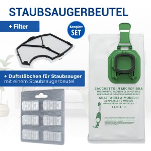 Staubsaugerbeutel Set 6x + Duftsticks 6x + Motorfilter für Kobold VK 140/150