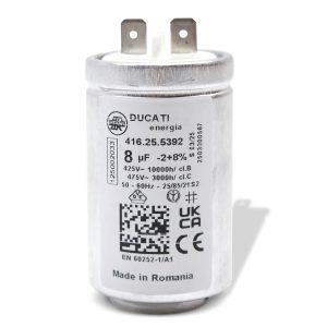 Kondensator AEG 125002033/4 8µF 425/475V mit Steckfahnen für Trockner