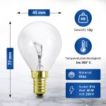 Glühbirne E14 40W 45mmØ 220/230V Kugelform universal für Backofen Herd – Bild 4