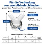 Doppel-Schlauchanschluss 1 1/2" Siphon + 2 Schellen 20-32mmØ für Waschmaschine
