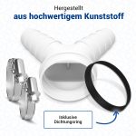 Doppel-Schlauchanschluss 1 1/2" Siphon + 2 Schellen 20-32mmØ für Waschmaschine