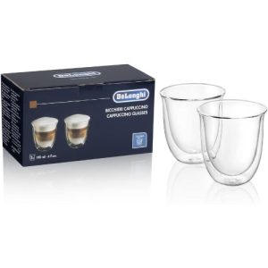 Thermoglas 2er Set DeLonghi 5513214601 Isolierte Cappuccino-Glas Transparent