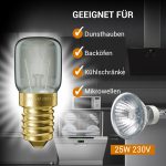 Lampe E14 25W 26mmØ 57mm 230V klein bis 300°C für Backofen Kühlschrank