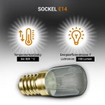 Lampe E14 25W 26mmØ 57mm 230V klein bis 300°C für Backofen Kühlschrank
