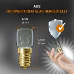 Lampe E14 25W 26mmØ 57mm 230V klein bis 300°C für Backofen Kühlschrank