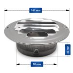Lüftungsgitter 100erR Rund-Anschlusssystem aus Edelstahl rund für Ablufthaube – Bild 2